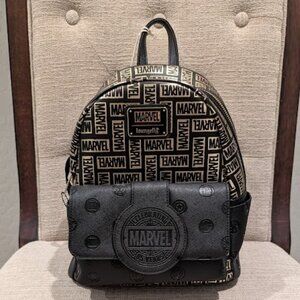 Loungfly Marvel 85th Anniversary All-Over Print Logo Mini Backpack